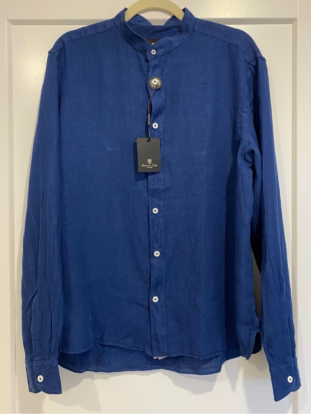 Massimo Dutti Men's Deep Blue Linen Shirt